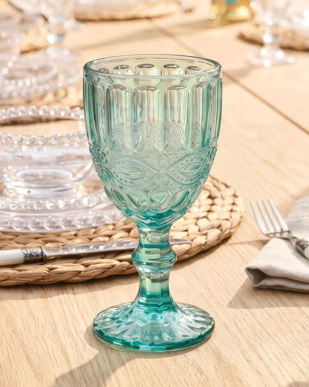 Wine Glasses - Aurielle Turquoise Wine Goblet