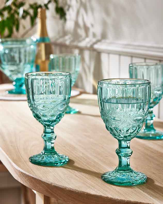 Single Turquoise Glass Wine Glasses - Aurielle Turquoise Wine Goblet