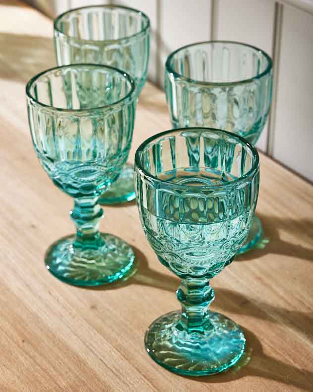Wine Glasses Set of 12 - Aurielle Turquoise Wine Goblet