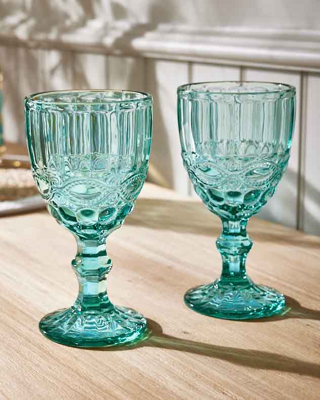Wine Glasses Set of 4 - Aurielle Turquoise Wine Goblet