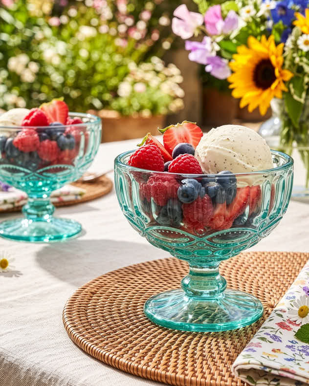 Aurielle Turquoise Glass Dessert Bowl