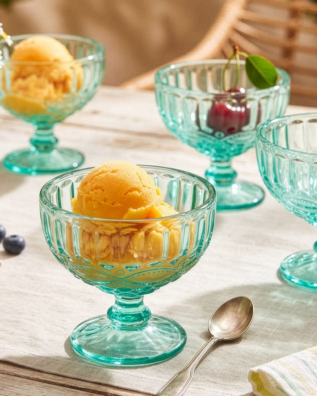 Aurielle Turquoise Glass Dessert Bowl