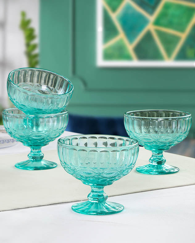 Aurielle Turquoise Glass Dessert Bowl