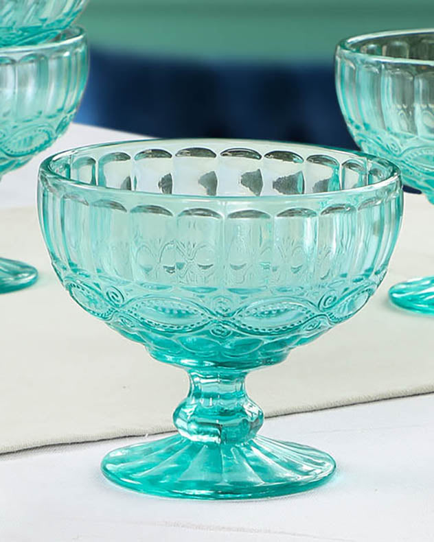 Aurielle Turquoise Glass Dessert Bowl