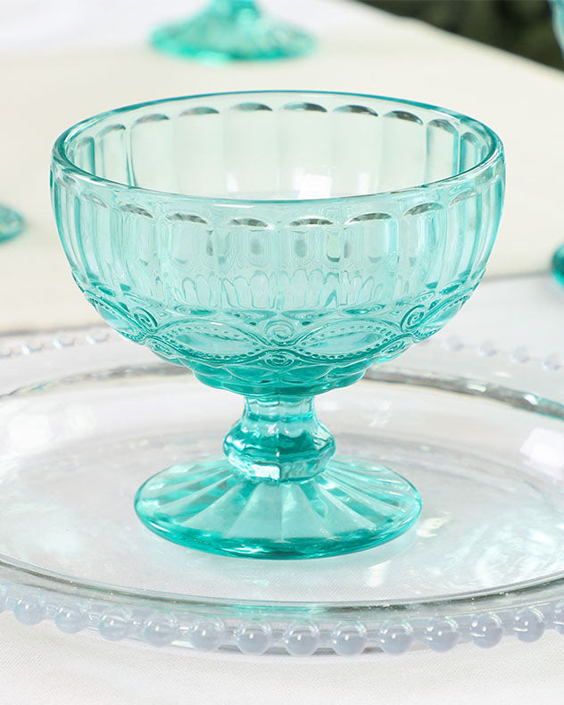 Aurielle Turquoise Glass Dessert Bowl