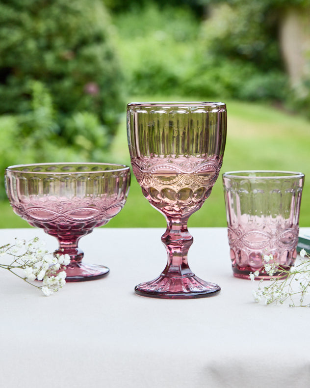 12 Piece Aurielle Pink Glassware Set