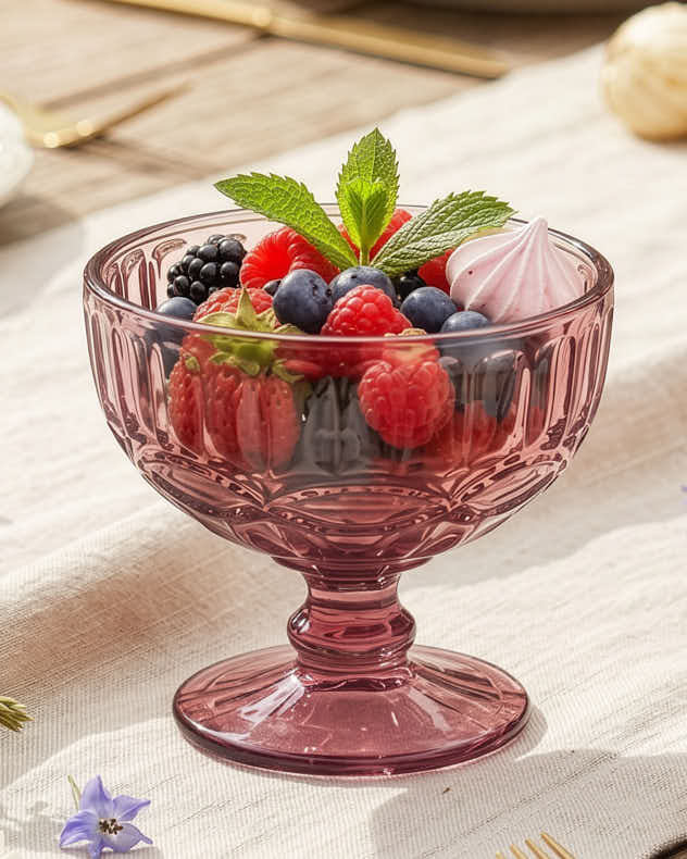 Aurielle Pink Glass Dessert Bowl