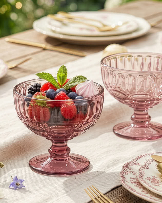 Aurielle Pink Glass Dessert Bowl
