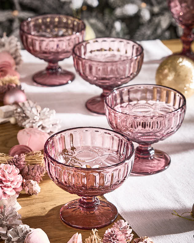 Aurielle Pink Glass Dessert Bowl
