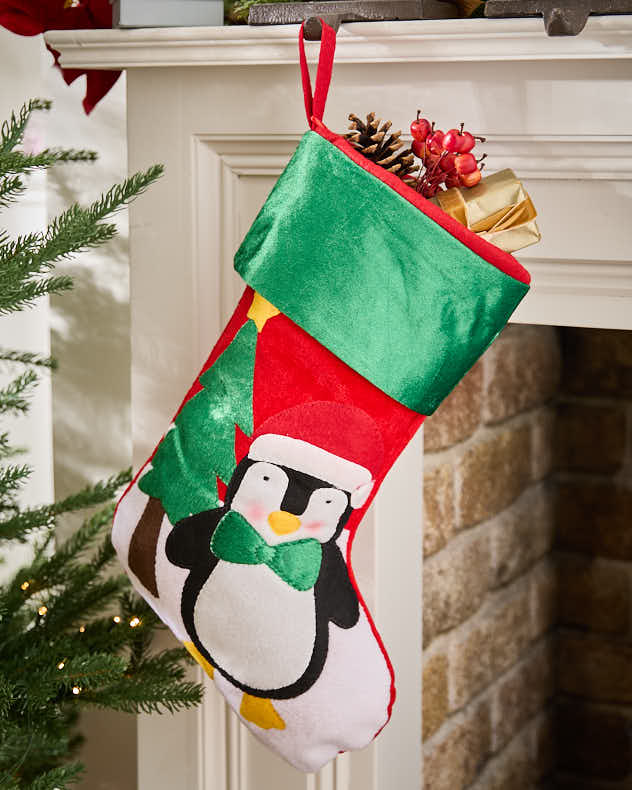 Chaussette de Noël Pingouin et Renne Festive Friends