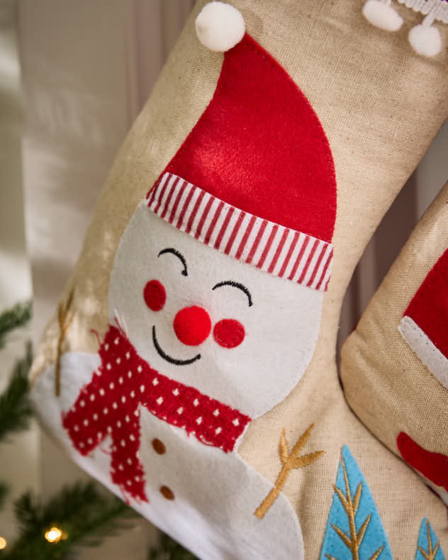 Snowman Pom Pom Stocking