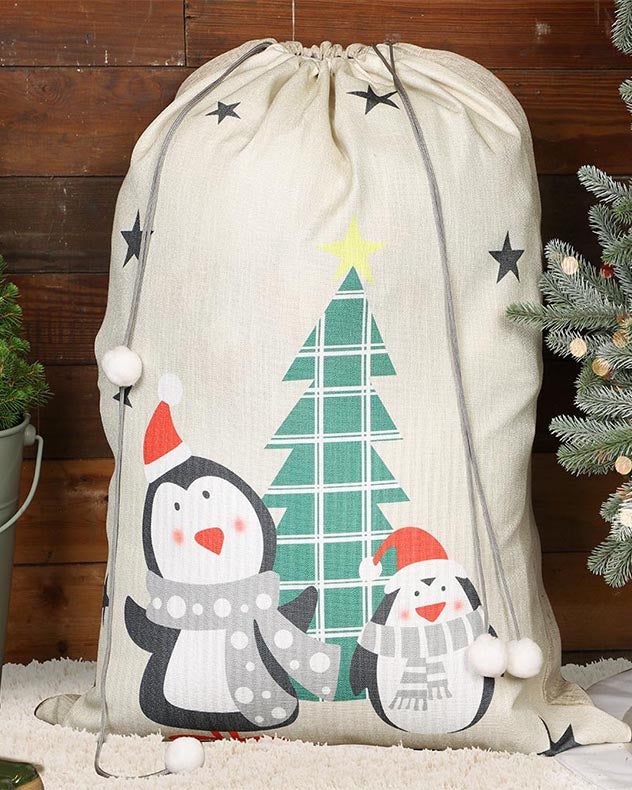 Multi-colour Christmas Sack - Penguin Pals Giant Children's Christmas Gift Sack