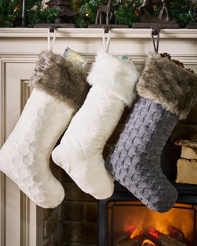 White & Grey White & Grey  Stockings - Nordic Knit Christmas Stocking