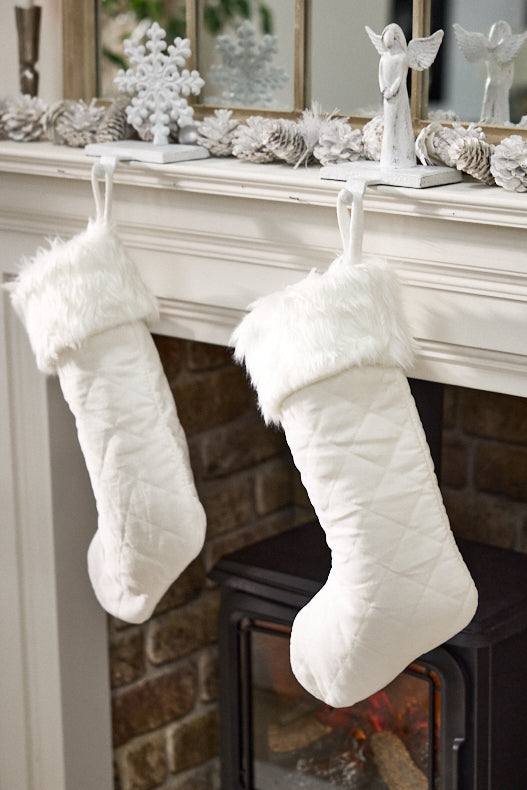 Quilted White Christmas Stocking