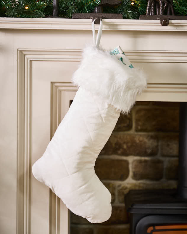 Quilted White Christmas Stocking