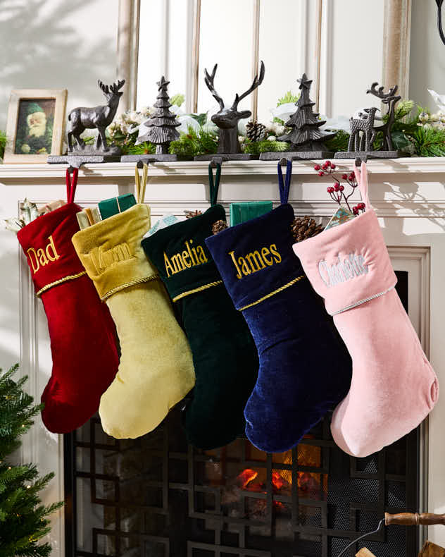 Personalised Knightsbridge Velvet Stockings - Dibor - Green Stockings