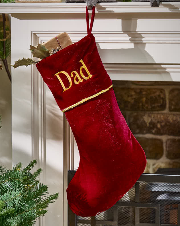 Red & Gold Velvet Stockings - Personalised Knightsbridge Red Velvet Stocking