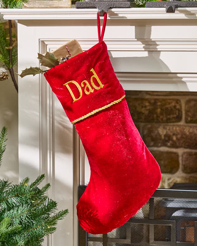 Personalised Knightsbridge Red Velvet Stocking