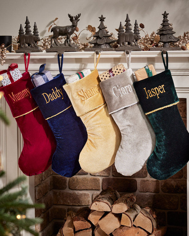 Personalised Knightsbridge Red Velvet Christmas Stocking