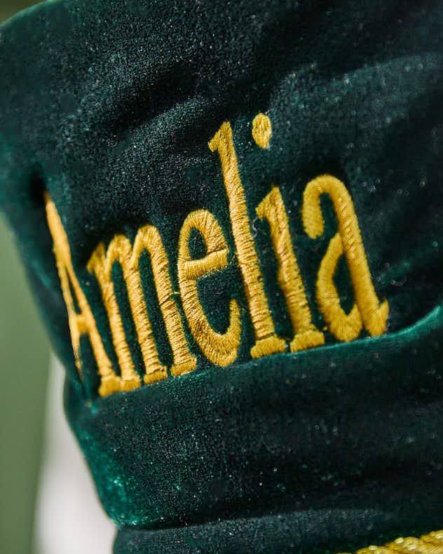 Personalised Knightsbridge Green Velvet Christmas Stocking