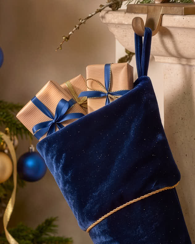 Knightsbridge Moonlight Blue Velvet Stocking