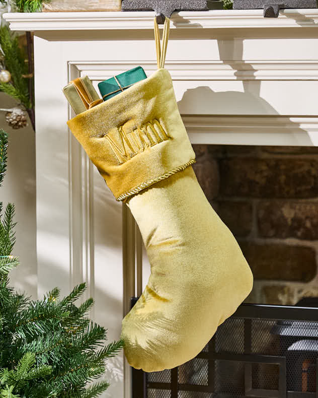 Personalised Knightsbridge Gold Velvet Stocking