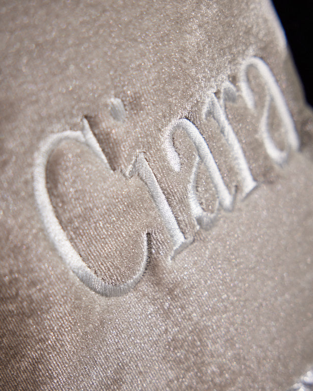 Personalised Knightsbridge Silver Grey Velvet Christmas Stocking