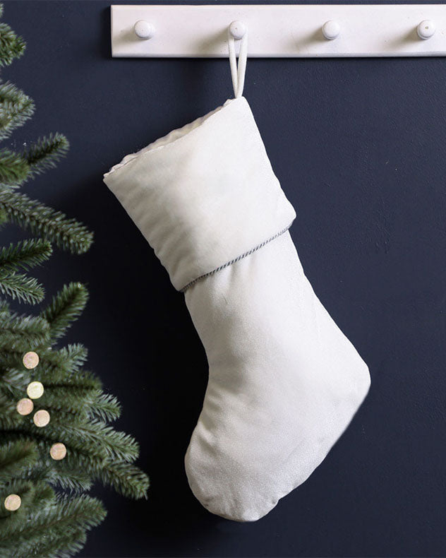 Knightsbridge White Velvet Christmas Stocking