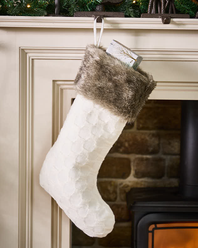 Nordic Knit Christmas Stocking - Dibor - White Stockings