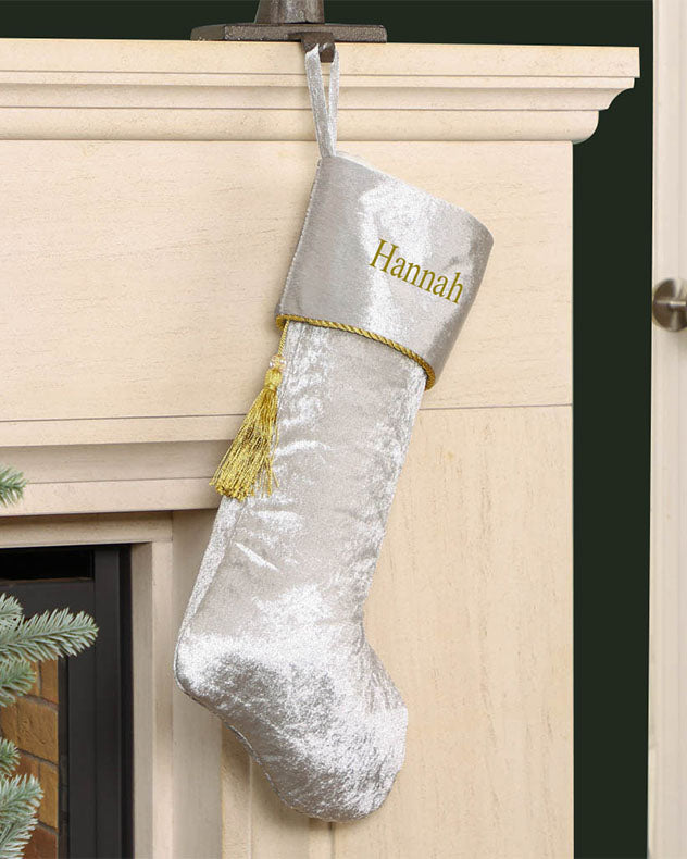 Personalised Kensington Silver Velvet Stocking