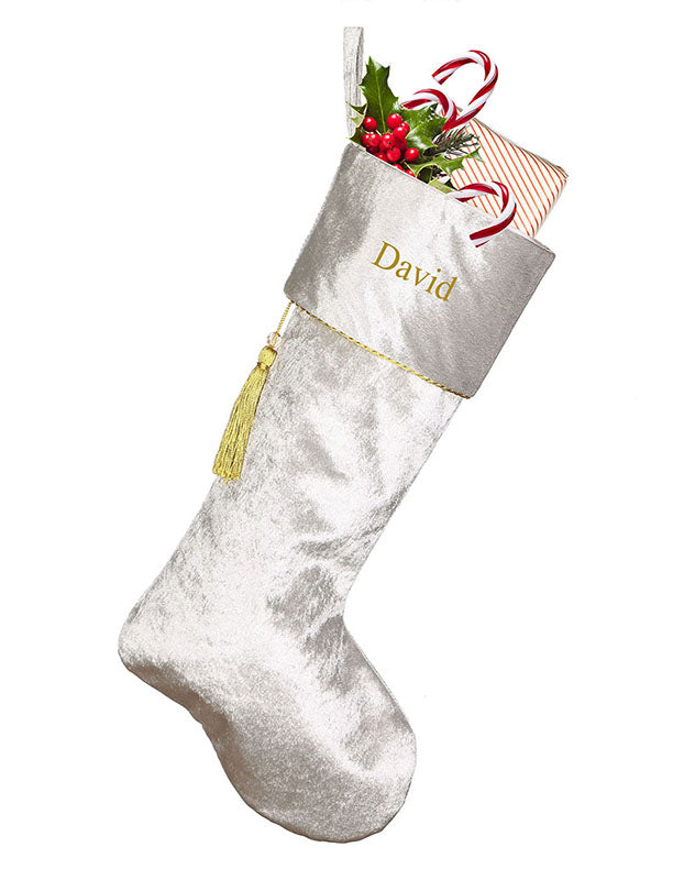 Personalised Kensington Silver Velvet Stocking
