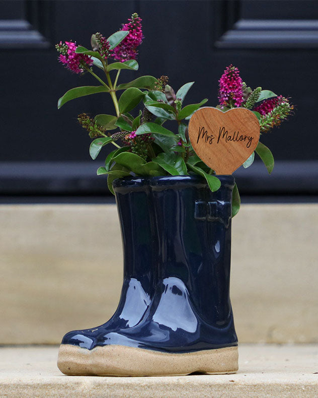 Welly Boot Planter with Personalised Heart Marker