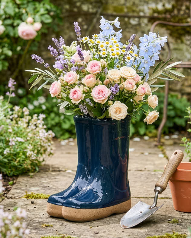 Midnight Blue Welly Boot Planter