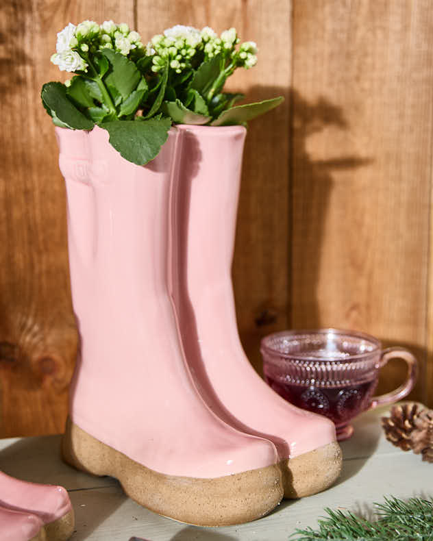 Little & Large Pink Welly Boots Planter Set