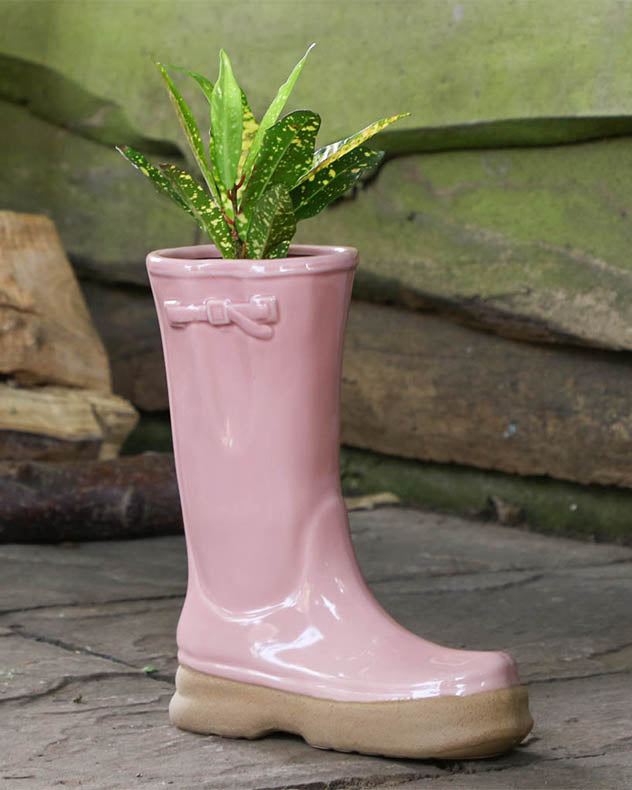 Single Pink Ceramic Wellington Planter