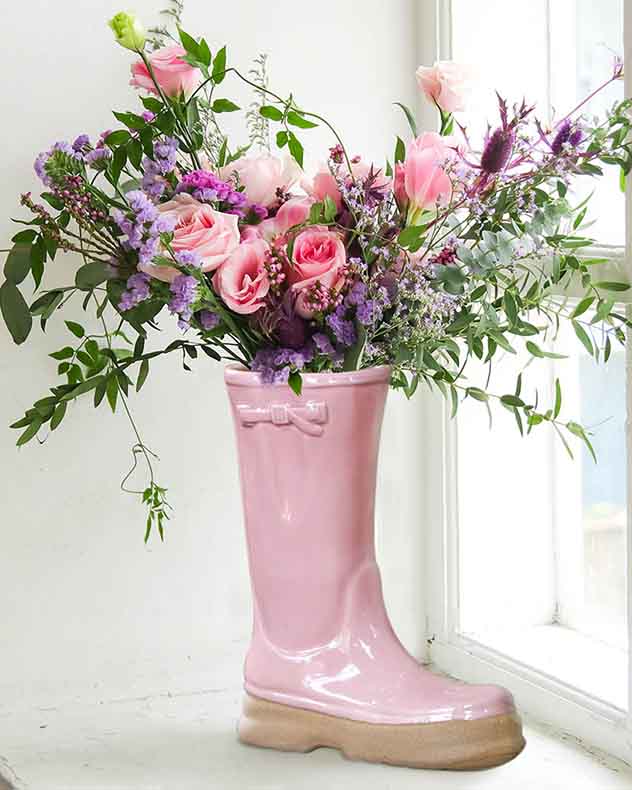 Single Pink Ceramic Wellington Planter