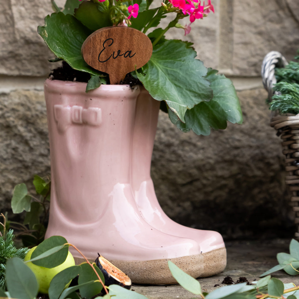 Personalised Pink Small Welly Boot Planter