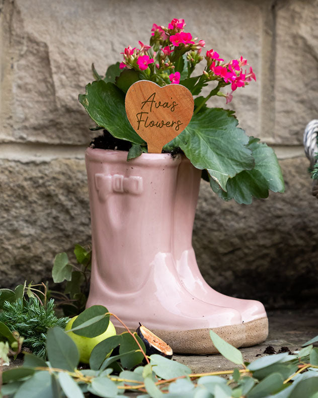 Welly Boot Planter with Personalised Heart Marker