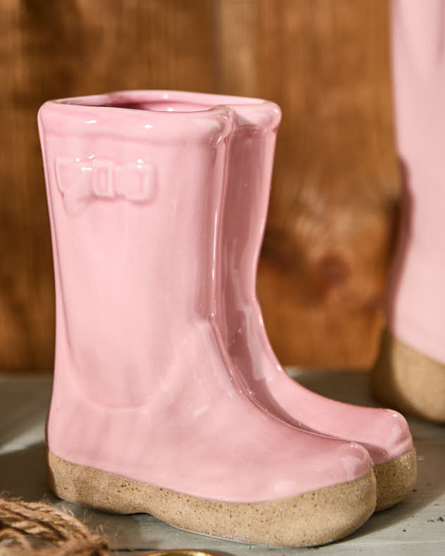 Pots & Planters - Pink Wellington Boots Planter