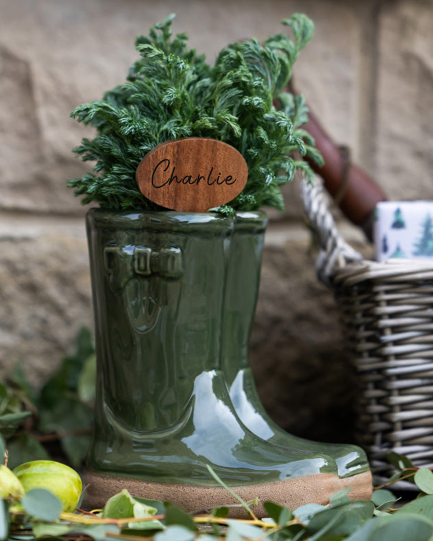 Welly Boot Ceramic Planter With Personalised Marker