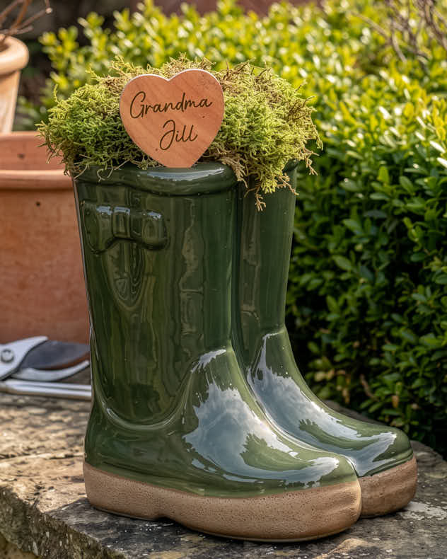 Welly Boot Ceramic Planter with Personalised Marker