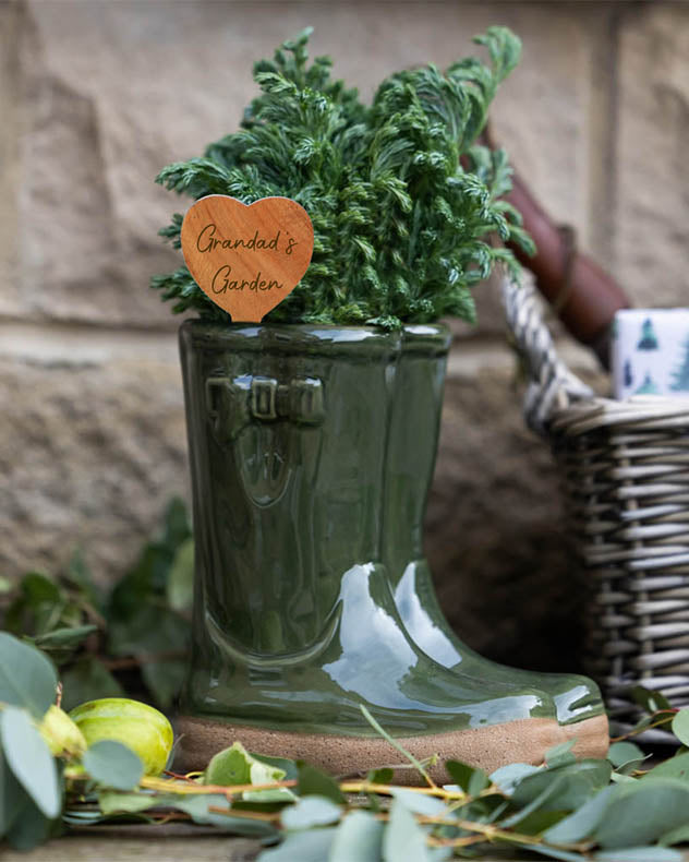 Welly Boot Planter with Personalised Heart Marker