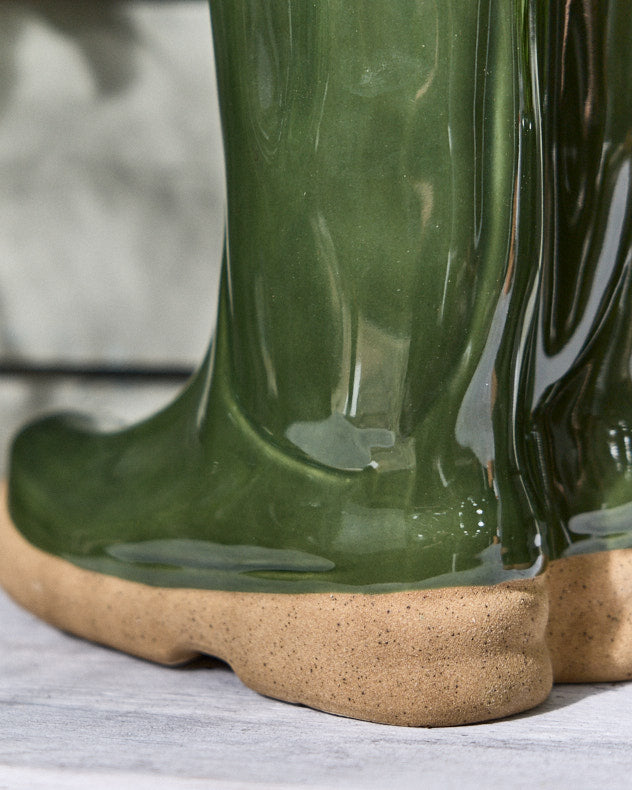 Large Dark Green Welly Boot Planter with Personalised Marker