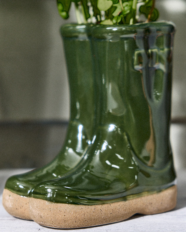 Little & Large Green Welly Boot Plant Pots