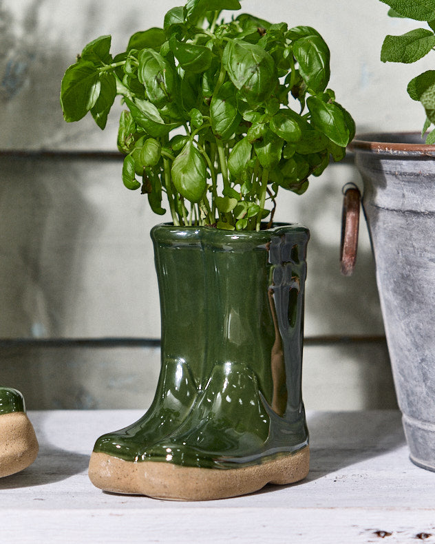 Pots &amp; Planters Dark Green - Ceramic Welly Planter Collection