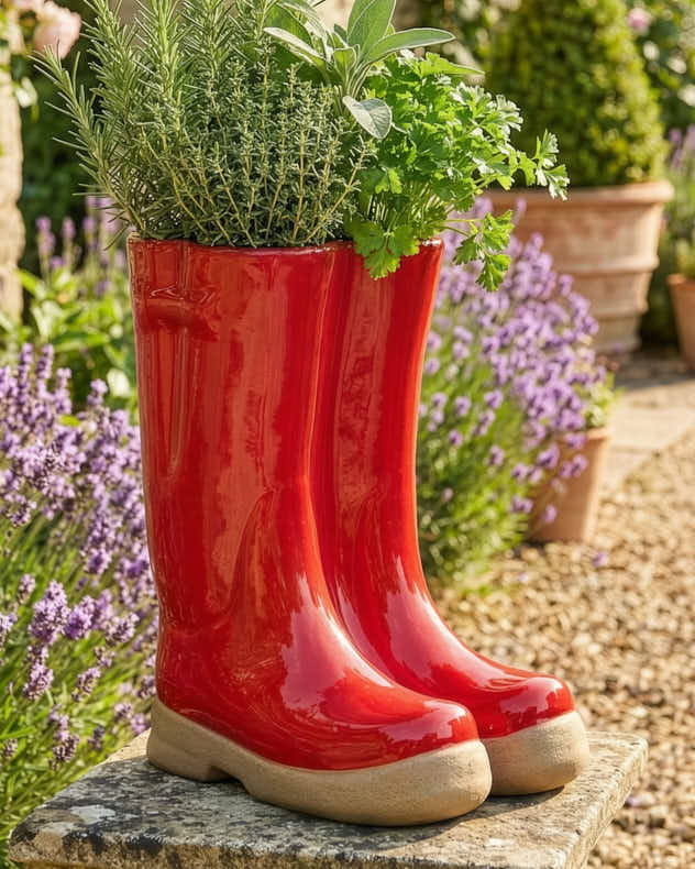 Large Ceramic Welly Boot Planters