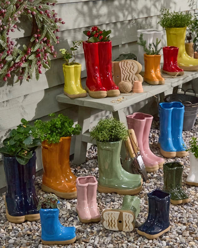 Colourful Ceramic Welly boot Planters 