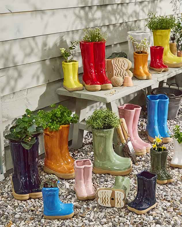 Large Dark Blue Welly Planter with Personalised Marker Gift