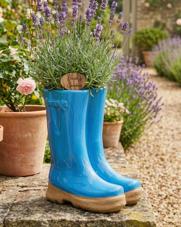 Welly Boot Ceramic Planter with Personalised Marker