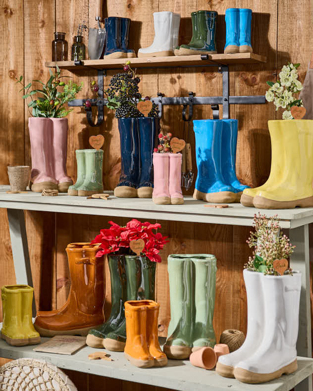 Welly Boot Ceramic Planter with Personalised Marker
